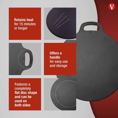 Victoria 12-Inch Black Cast Iron Tawa Dosa Pan with Loop Handle