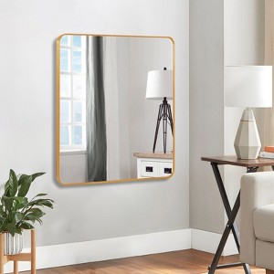 Spassway Vanity Bathroom Mirror for Wall Metal Framed Rounded Square Modern Mirrors for Over Sink Farmhouse Hang Horizontally or Vertically - 1 of 4