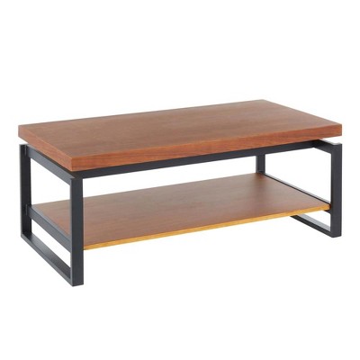 Lumisource Drift Industrial Coffee Table in Black Metal with Weathered Walnut Wood