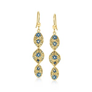 Ross-Simons Italian Tonal Blue Enamel Floral Twisted Drop Earrings in 18kt Gold Over Sterling - 1 of 4