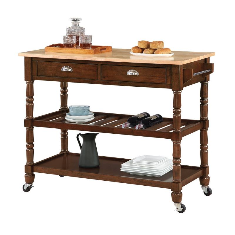 French Country 3 Tier Butcher Block Kitchen Cart with Drawers -  Breighton Home , 3 of 10
