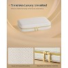 Hard Shell Travel Jewelry Case with Mirror, Woven PU Leather Organizer with Pouch, Large Capacity, White - 3 of 4