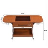 Kumasinova Extanded Coffee Table with Drawer&Wheels,Movable 2-Tier End Table Foldable Sofa Side Table with Transparent Tabletop,99lbs Max,Mahogany - 2 of 4