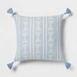 Square Embroidered Chambray Decorative Throw Pillow Light Blue - Threshold™