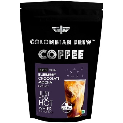 Colombian Brew Blueberry Chocolate Mocha Caf Latte, Instant Coffee Powder Pre-Mix (3 in 1) 250gm