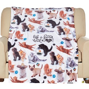 Collections Etc Life Is Better With A Cat 5-Foot Long Colorful Funny Throw THROW - 1 of 2