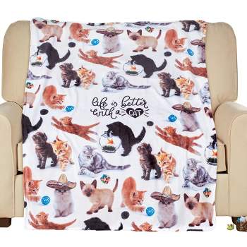 Collections Etc Life Is Better With A Cat 5-Foot Long Colorful Funny Throw THROW
