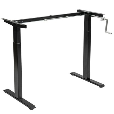 Costway Hand Crank Sit to Stand Desk Frame Height Adjustable Standing Base Black