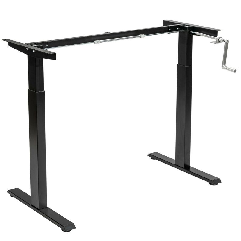 Costway Hand Crank Sit to Stand Desk Frame Height Adjustable Standing Base Black, 1 of 11