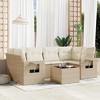 vidaXL 7 Piece Patio Sofa Set with Cushions Beige and Cream Poly Rattan - 2 of 4