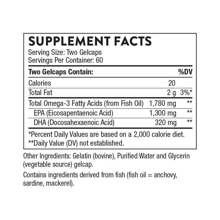 THORNE Super EPA Pro - Omega-3 Fish Oil - Promotes Blood Lipid Support* - 1300mg EPA & 200mg DHA - 120 Gelcaps, 2 of 7