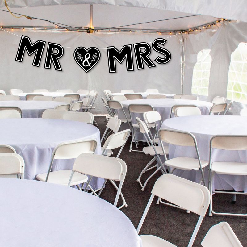 Big Dot of Happiness Mr. and Mrs. - Large Black and White Wedding or Bridal Shower Decorations - Mr & Mrs - Outdoor Letter Banner, 2 of 8