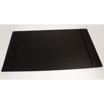 Bey-Berk Faux leather Desk Pad with Side Rail 20" x 34" Black (D1523)