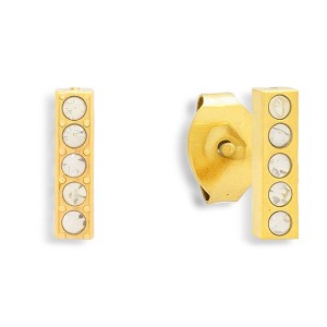 EVRY JEWELS WATERPROOF Gold or Silver Plated Stainless Steel Crystal Bar Stud Earrings - 1 of 3