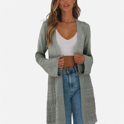 Amaryllis Women's Open-Front Knit Cardigan Lightweight Boho-Chic Long Sleeve Layering Piece