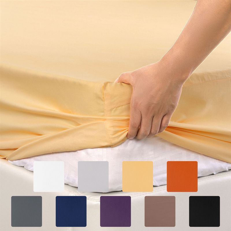 PiccoCasa 200 Thread Count 100% Cotton Fitted Bed Sheet with 15" Large Pocket, 3 of 6