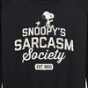 Women's - Peanuts - Snoopy Sarcasm Society Lightweight French Terry Wide Neck Long Sleeve Shirt - 2 of 4