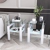 KTMBDW Set of 2 Rectangular Tempered Glass Coffee with Metal Leg, Modern 2-Tier Center Tea Tables for Small Space, Waiting Room, Office - 2 of 4