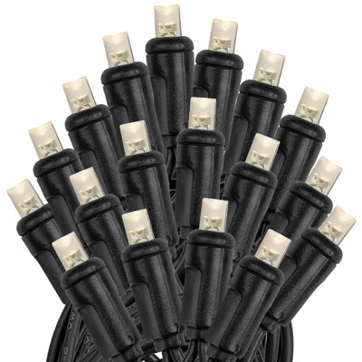 Warm White LED Christmas Tree Lights with Black Wire, 34 Feet