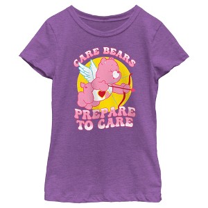 Girl's Care Bears Valentine's Day Love-a-Lot Bear Prepare to Care T-Shirt - 1 of 4