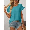 Coolmee Womens Summer Ruffle Short Sleeve Tops Crewneck Hollow Out T Shirts Casual Blouses - 4 of 4