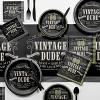 24ct Vintage Dude 60th Birthday Dessert Plates Black - 2 of 3