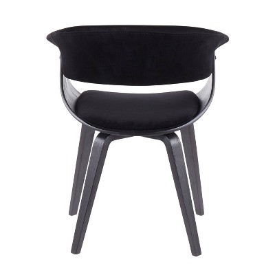 High Back Black Velvet and Wood Upholstered Chair