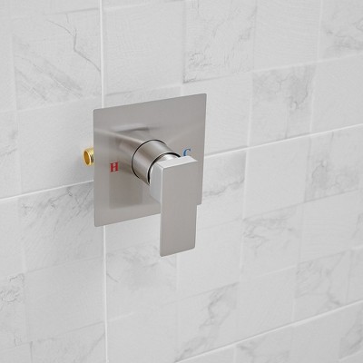 Nickel Square Wall Mounted Rain Shower Faucet Set