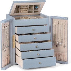 6-Tier Jewelry Organizer Box with Mirror for Multiple Accessory Types - 1 of 4