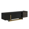 ACEPANO Set of 2 Modern Wood Coffee Table with Spacious Top, Storage Cabinet & Open Adjustable Shelves-Black - 2 of 4
