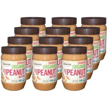Woodstock Foods Crunchy Organic Easy Spread Peanut Butter - Case of 12/35 oz