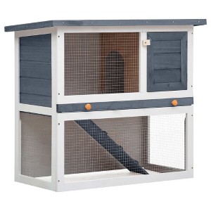 vidaXL Outdoor Rabbit Hutch 1 Door Gray Wood - 1 of 4