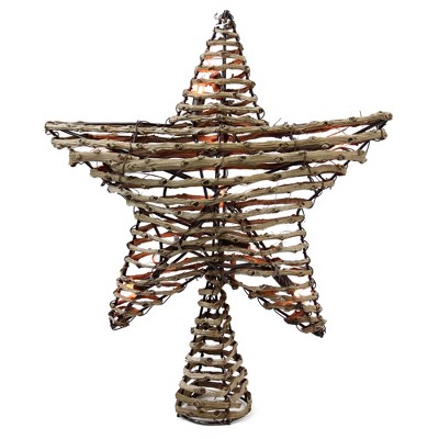 Northlight 11.5" Lighted Brown Star Christmas Tree Topper - Clear Lights