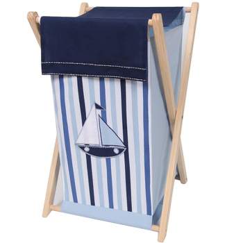 Bacati - Little Sailor Laundry Hamper with Wooden Frame