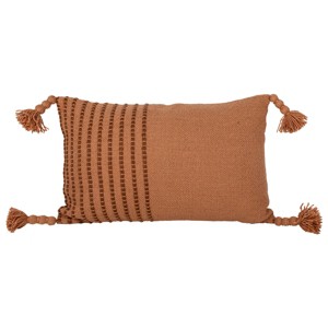 14X22 Inch Hand Woven Corner Tassles Outdoor Pillow Orange Polyester With Polyester Fill by Foreside Home & Garden - 1 of 4
