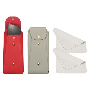Unique Bargains PU Leather Portable Nail Buckle Soft Eyeglass Cases 2 Pcs - 1 of 4