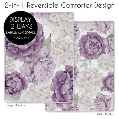 Lavender and Ivory Microfiber Floral Baby Crib Bedding Set