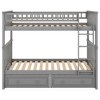 PAGED Twin over Twin Bunk Bed Modern Simple Pine Bed Frame with 2 Drawers, Guardrail and Ladder for Bedroom - 3 of 4