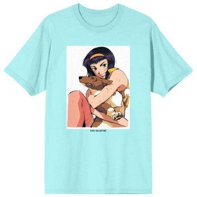 Faye Valentine and Ein Cowboy Bebop Men's Aqua Blue T-shirt-Small