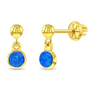 Girls' Opal Dangle Screw Back 14k Gold Earrings - In Season Jewelry - 1 of 2