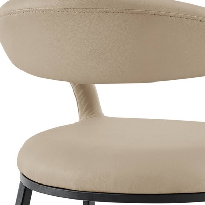 Ramona 30" Beige Faux Leather and Black Metal Bar Stool