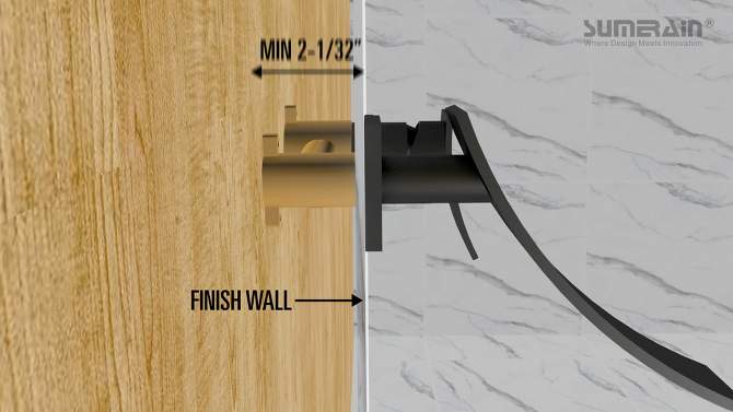 Sumerain Wall Mount Faucet Brushed Nickel,Single Handle Bathroom Sink Faucet with Waterfall Spout, 6 of 7, play video