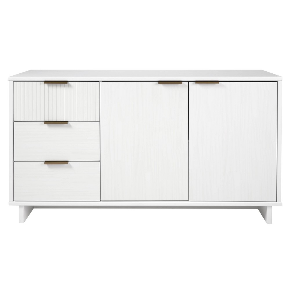 55.07" Granville Modern 3 Drawer Sideboard White - Manhattan Comfort: Buffet Server, Fixed Shelves