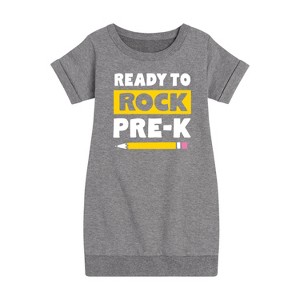Girls' - Instant Message - Ready To Rock Pre-K Graphic Short Sleeve Fleece Dress - 1 of 4