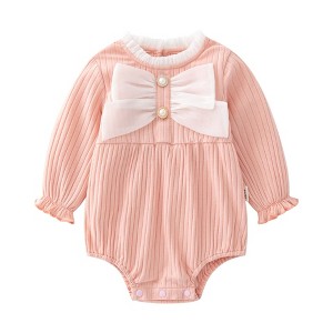 MyKids-USA Baby Solid Color Big Bow Patched Design Beautiful Princess Onesies - 1 of 4