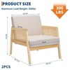 Linen Upholstered Lounge Armchairs (2-Pack) - Indoor/Outdoor Rattan Webbing Reading Chairs with Sturdy Wood Frame for Patio - 3 of 4