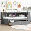 KIGFTSOD Twin Size L-shaped Bookcases Bed with Power Outlets, USB Charging Ports,Two Drawers - 2 of 4