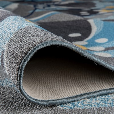 Elegant Gray Floral Tufted Synthetic Area Rug 5' x 7'