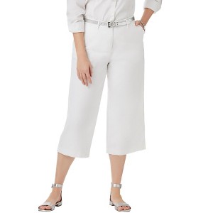 Jessica London Women's Plus Size Stretch Cotton Chino Wide-Leg Crop - 1 of 4