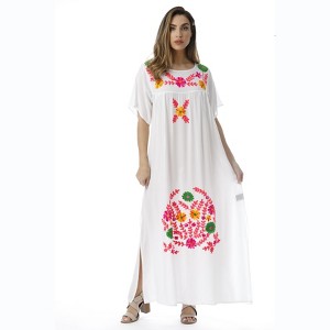 Riviera Sun Embroidered Maxi Dress with Double Side Slits - 1 of 3